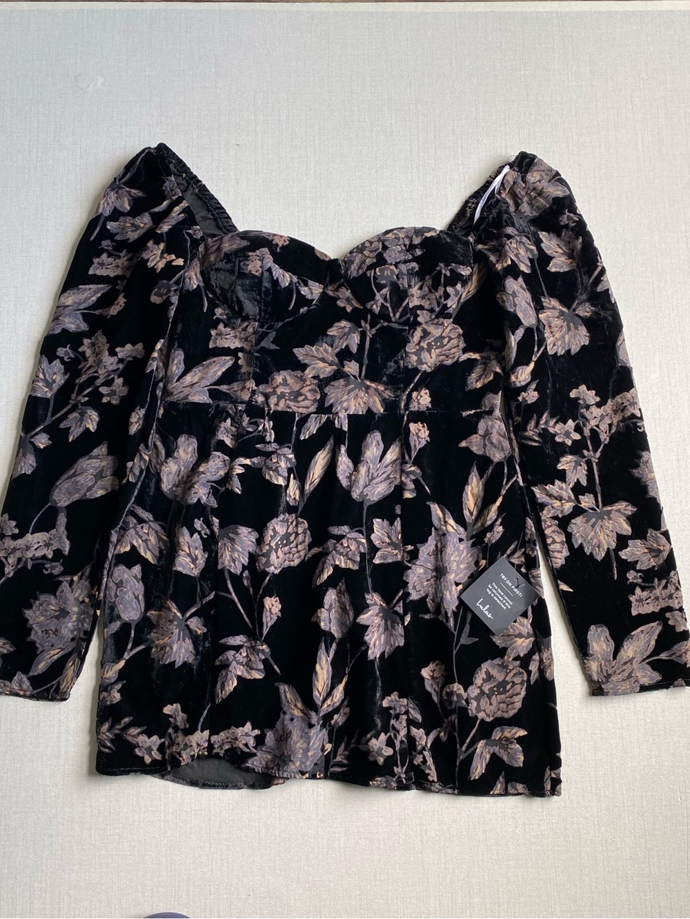 NWT Lulus Simply Decadent Black Floral Velvet Burnout Bustier Mini Dress Size XL - Picture 5 of 13